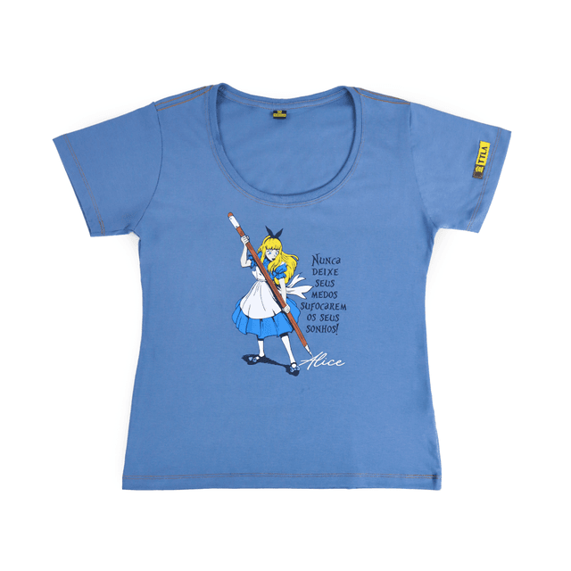 Babylook Mundo Alice - Azul Claro