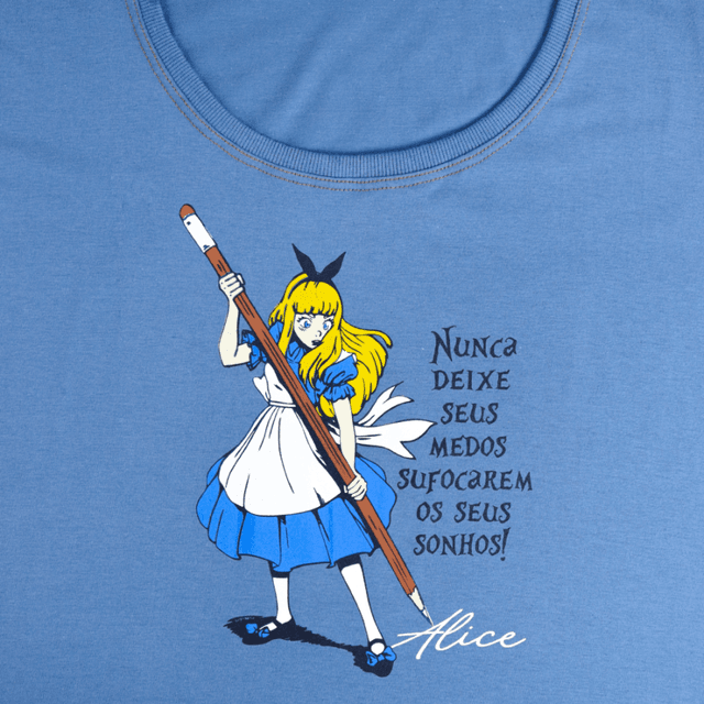 Babylook Mundo Alice - Azul Claro