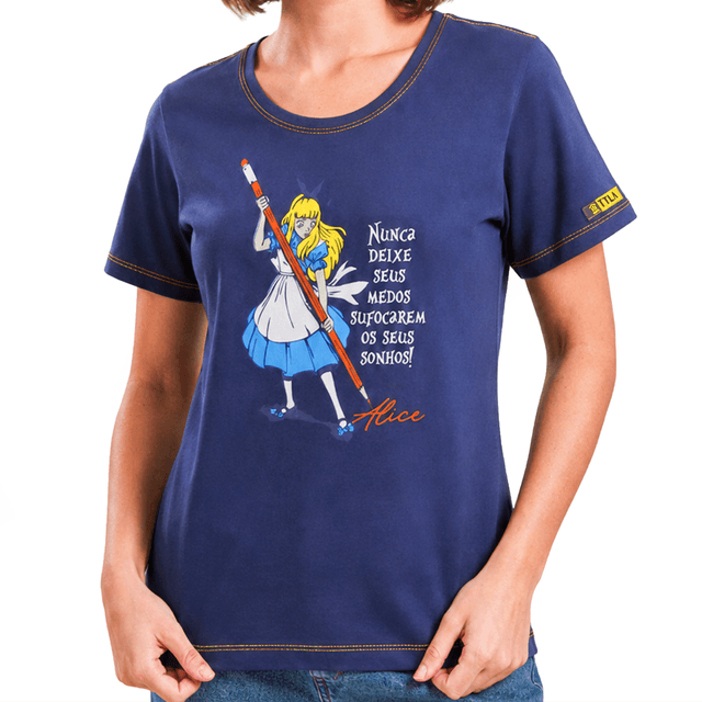 Babylook Mundo Alice - Marinho