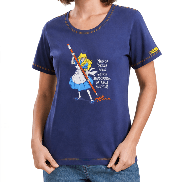 Babylook Mundo Alice - Marinho