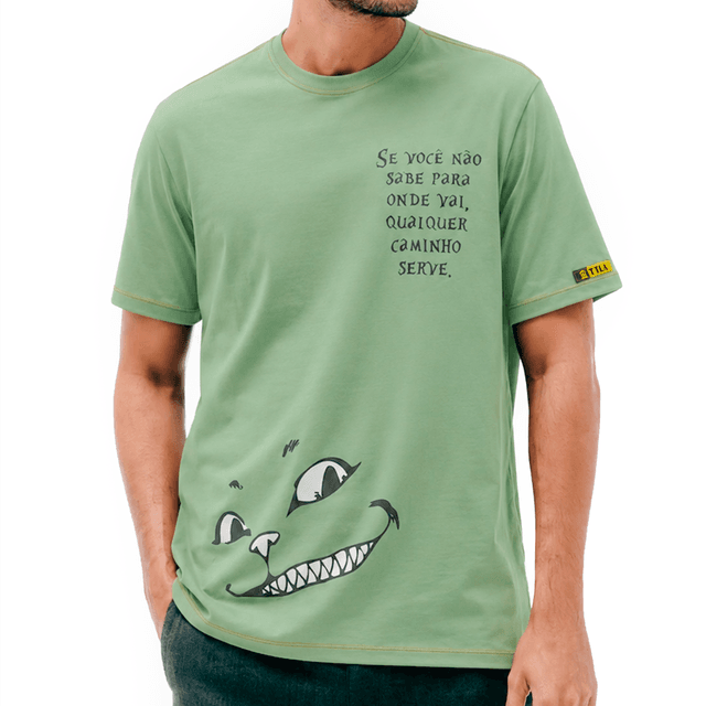Camiseta Mundo Alice Gato - Verde