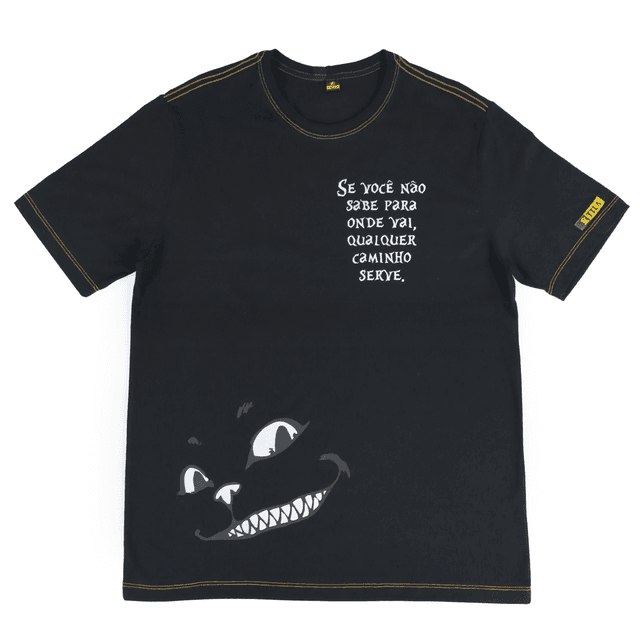 Camiseta Mundo Alice Gato - Preta