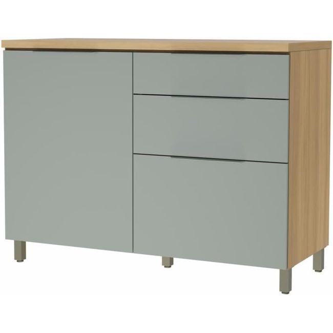 BALCÃO MARQUESA COM 1 PORTA E 3 GAVETAS 120CM NATURE VERDE NESHER 