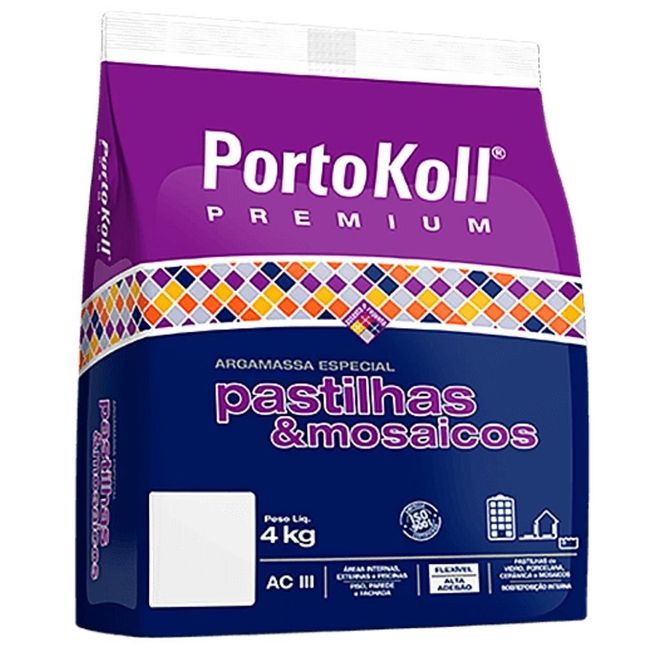 Argamassa Ac3 Pastilhas e Mosaicos 4kg Portokoll