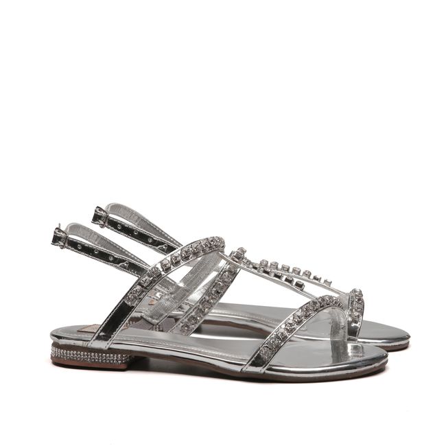Sandália Feminina Prata Pedrarias Infantil Gats