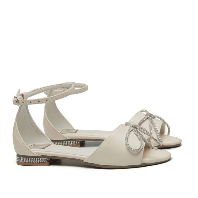 Sandália Ivory Laço Brilhante Infantil Gats