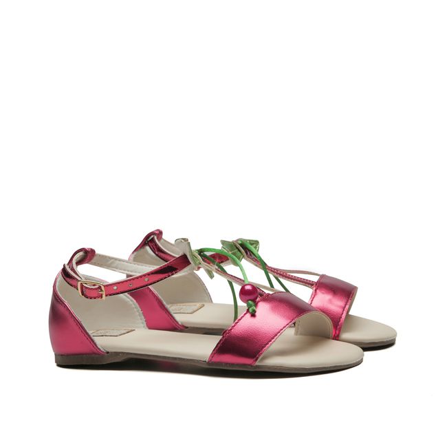 Sandália Cereja Metalizado Vermelho Infantil Gats