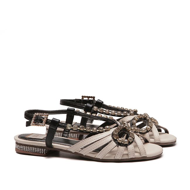 Sandália Laço Bordada Veneto Ivory Feminina Gats