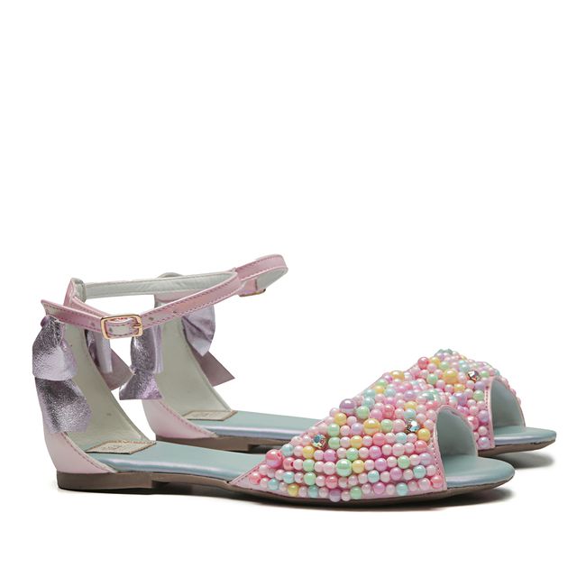 Peep Toe Pérolas Coloridas Infantil Gats