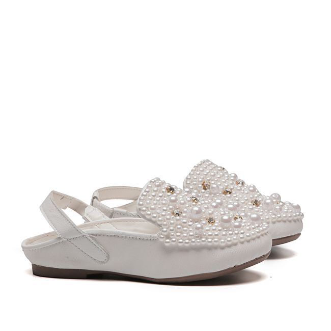 Mule Pérolas Diamantina Branco Infantil Gats