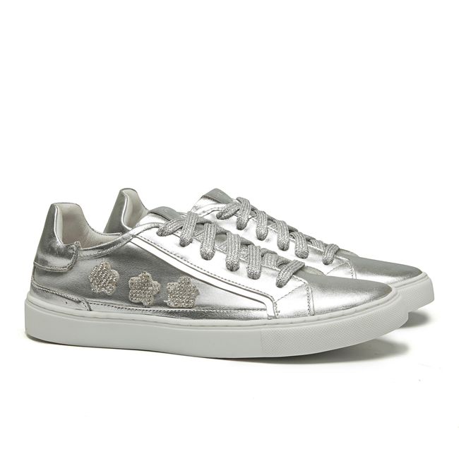 Tênis Style Cristal Prata Flor Infantil Gats