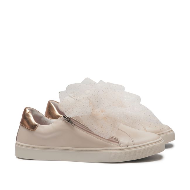 Tênis Zíper Laço Duplo Ivory Infantil Gats