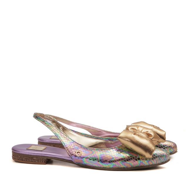 Sandália SlingBack Aquarela Pewter Laço Infantil Gats