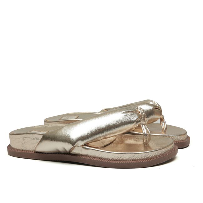 Sandália Rasteira Anna Ouro Feminina Gats