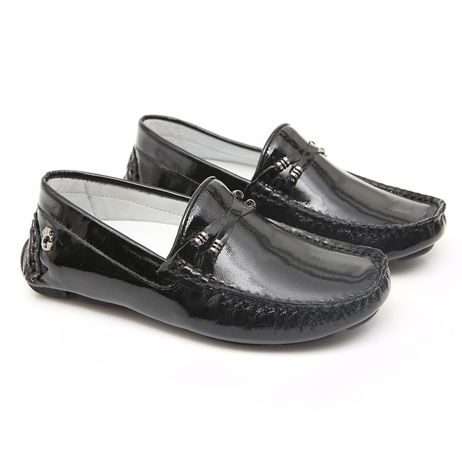 Mocassim Masculino Verniz Preto Infantil Gats