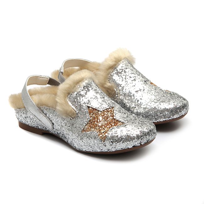 Mule de Glitter Prata Infantil Gats 