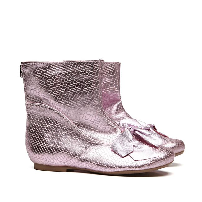 Bota Laço Frontal Salamanta Rosa Infantil