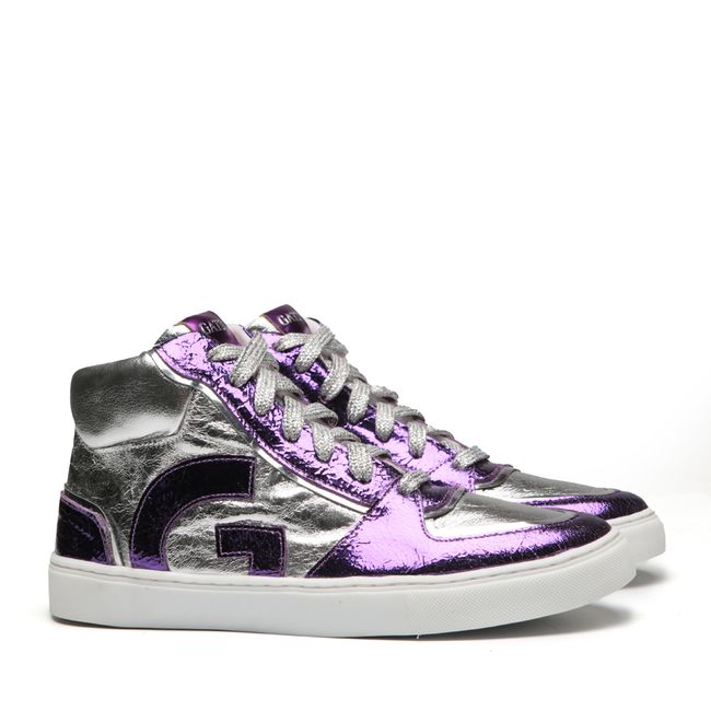 Tênis Cano Alto Likeness Prata e Roxo Infantil Gats