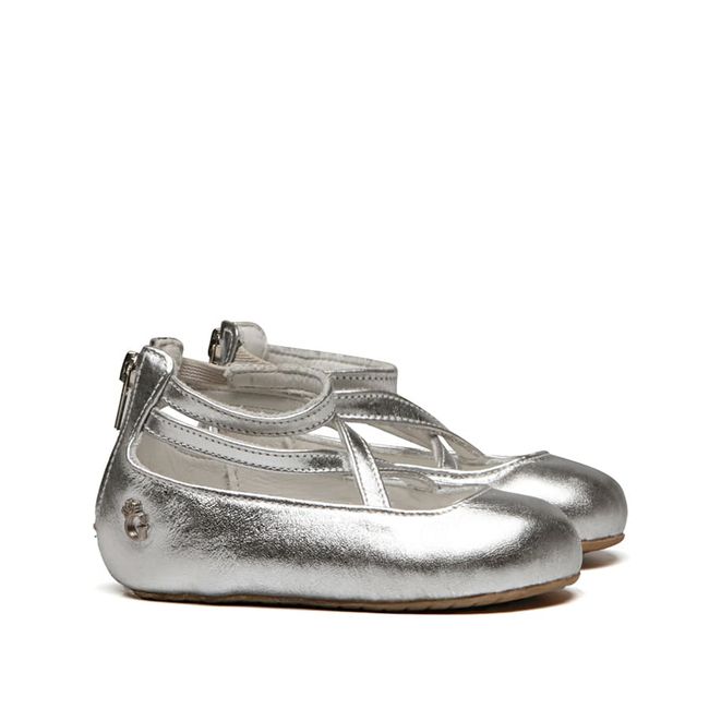 Sapato Tiras Bebê Cristal Prata Gats 