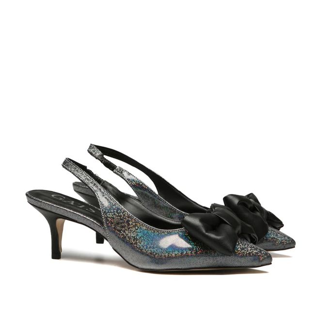 Sapato Slingback Magia Preto Kitten Heel Gats 