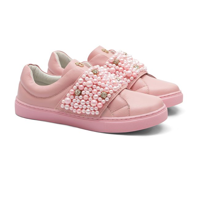 Tênis Sneaker Couro Gats Menina Cano Baixo Perolas 