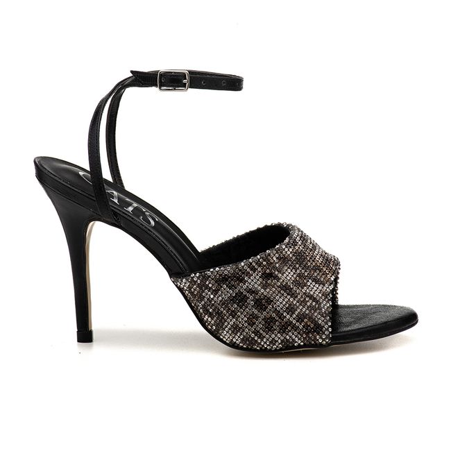 Sandália Mule Cristais Salto Alto Fino Antonella Outlet