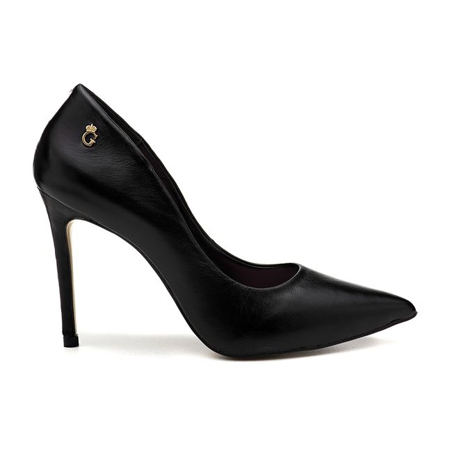 Sapato Scarpin Salto Alto Valentina Couro Preto OUTLET