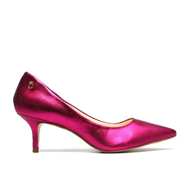 Sapato Scarpin Baixo Couro Pink Outlet