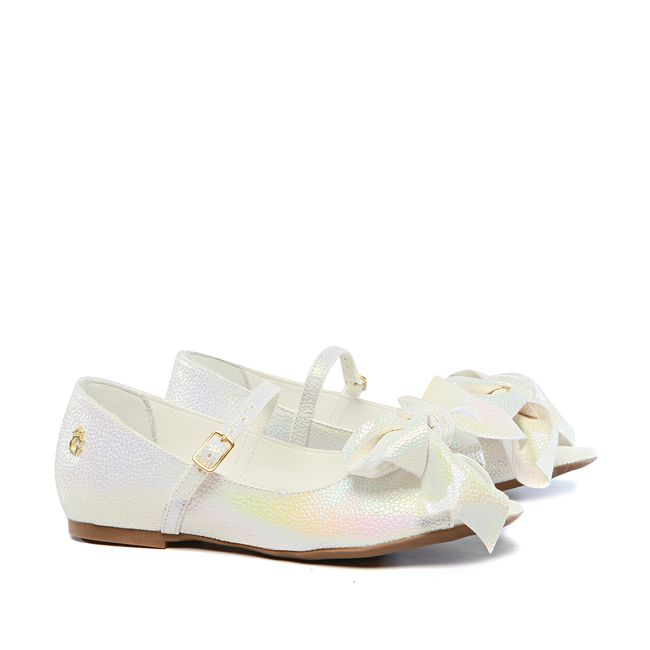 Peep Toe Laço Branco Infantil Gats