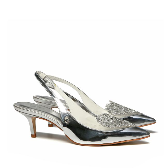 Sapato Celine Prata Coração Cristais Gats