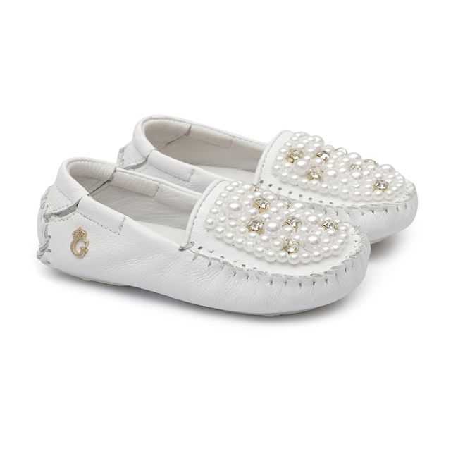 Mocassim Bebê Bordado Branco