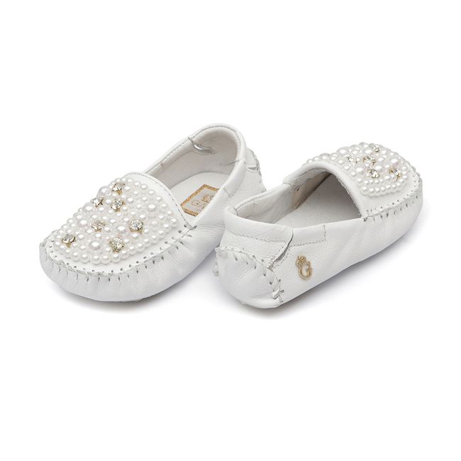 Mocassim Beb Bordado Branco GATS