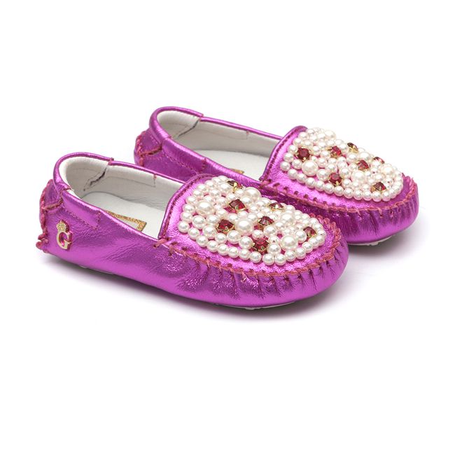 Mocassim Bebê Bordado Pink