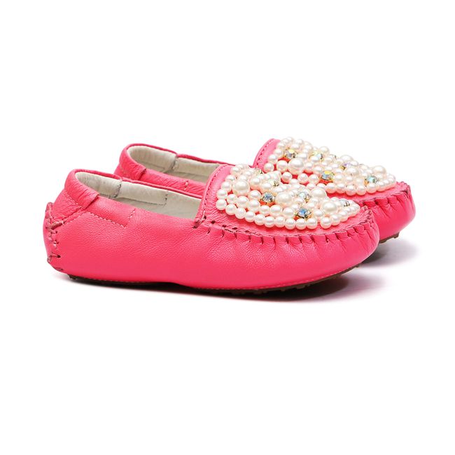 Mocassim Bordado Rosa Neon Bebê Gats