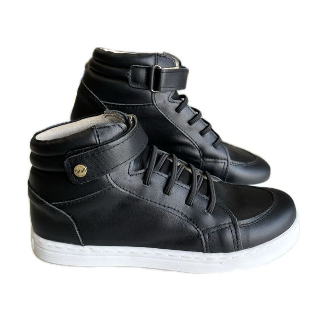 Coturno Infantil Masculino Sneaker Couro Preto - R... - LEPETI 
