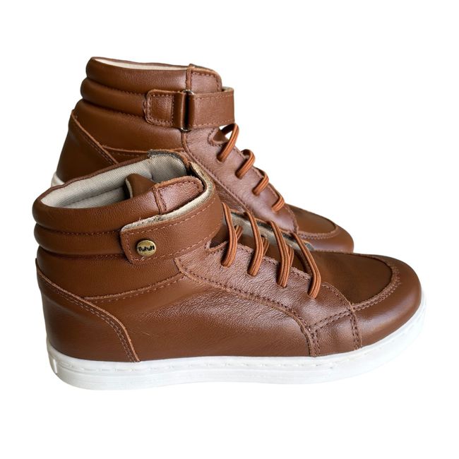 Coturno Infantil Masculino Sneaker Couro Marrom - ... - LEPETI 