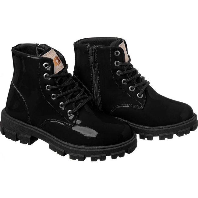 Coturno Infantil Xuá Xuá Feminino Preto Verniz - R... - LEPETI 