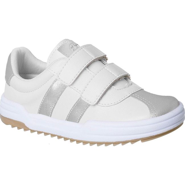 Tênis Xuá Xuá Feminino Branco Listras Prata - Ref1... - LEPETI 