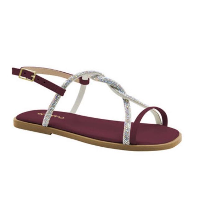 Sandalia Infantil Ortofino Feminino Bordô Strass -... - LEPETI 