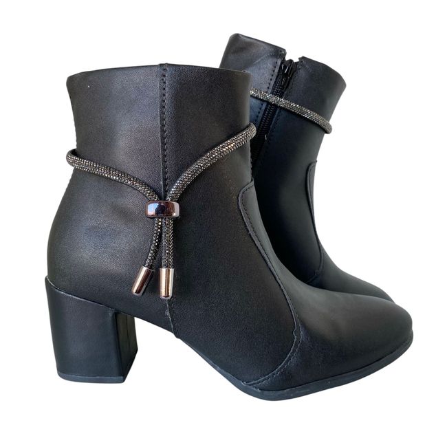 Bota Feminina Sozo Preta Strass Regulavel - Ref355 - LEPETI 