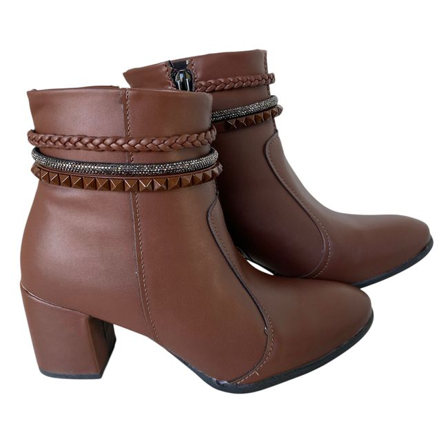 Bota Feminina Sozo Marrom Strass - Ref359 - LEPETI 