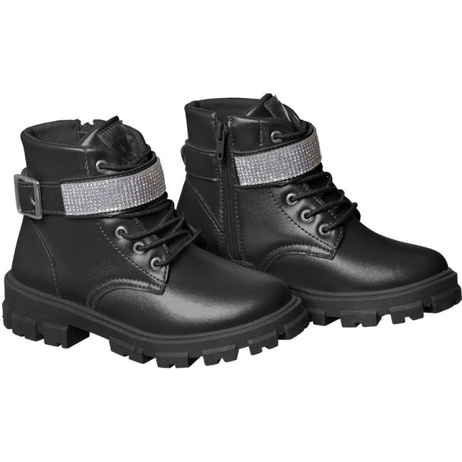 Coturno Infantil Xua Xua Feminino Gaia Preto Brilh... - LEPETI 