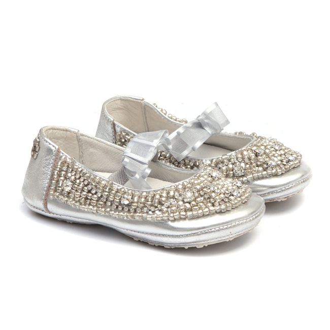 sapatinho prata para bebe
