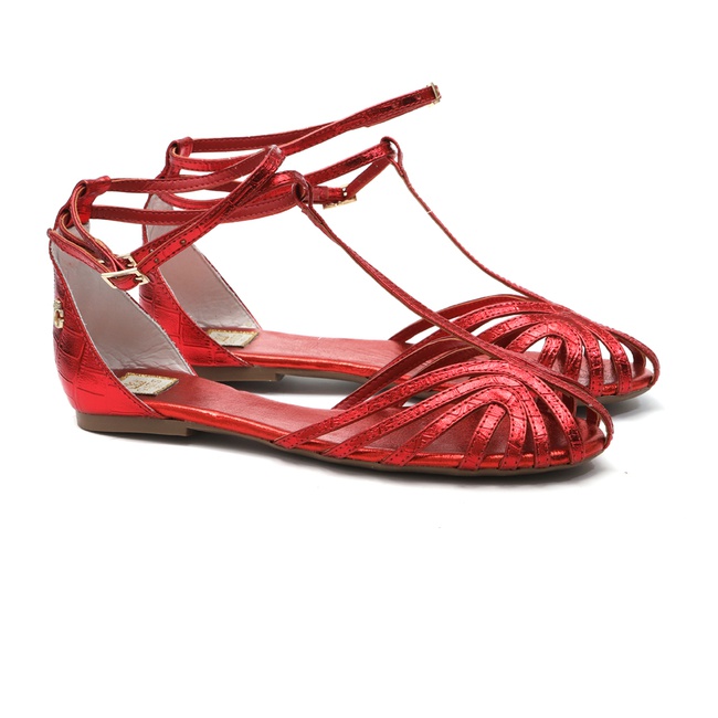 Peep Toe Vermelho Tiras Infantil Gats | GATS