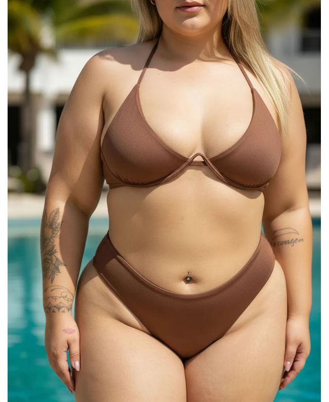 Biquíni Plus Size Aro Único Fio Duplo Marrom 0107.... - JOYCE PRADO