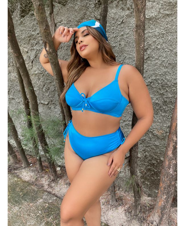 Biquíni Plus Size Meia Taça Azul Ceone - 0138.28 - JOYCE PRADO