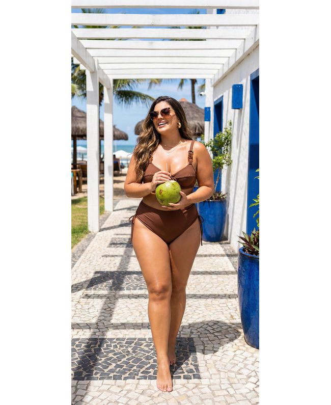 Biquini Meia Taça Caribe Marrom com corrente tarta... - JOYCE PRADO