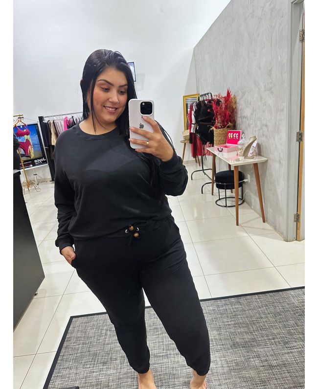 Moletom Plus Size com Lycra Preto 0403.01 - 0403.0 - JOYCE PRADO