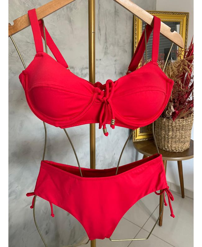 Biquini Meia Taça Caribe Vermelho fio duplo regula... - JOYCE PRADO