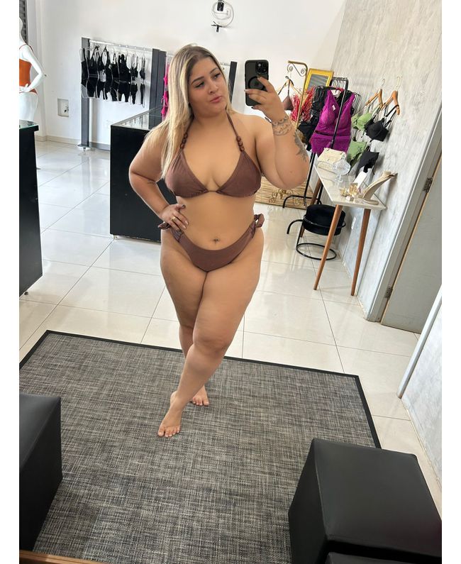 Biquíni Plus Size Cortininha Marrom 0116.11 Marrom... - JOYCE PRADO